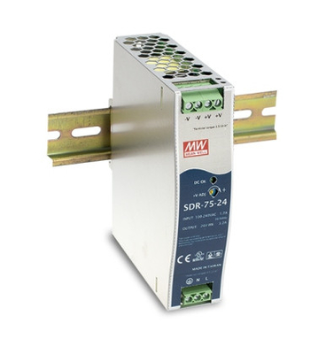 SDR-75-24 Meanwell Lärm-Schienen-Stromversorgung 12V 24V 48V 85%-89%
