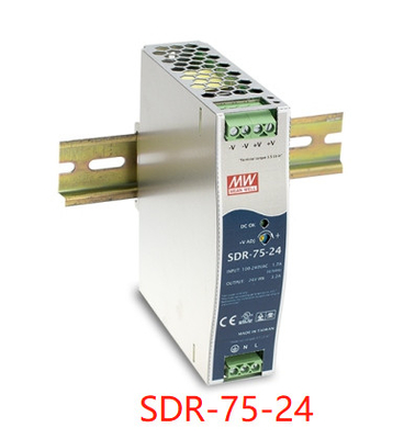 SDR-75-24 Meanwell Lärm-Schienen-Stromversorgung 12V 24V 48V 85%-89%