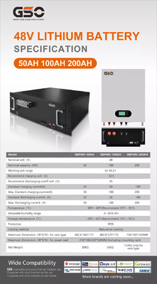 wieder aufladbares Lithium 2.5Kwh 50ah Solarbatterie-Lifepo4 5000mal