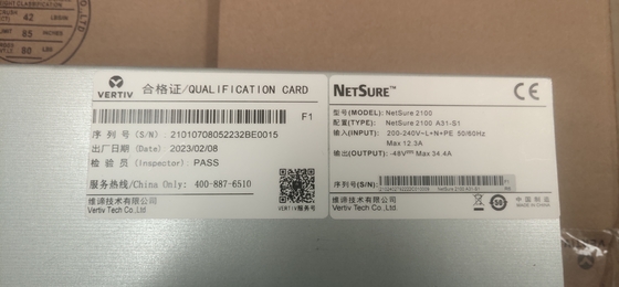 Emerson Vertiv NetSure 2100 A31-S3 48V 60A DC Stromversorgung Telekommunikations-Stromversorgungsprodukt