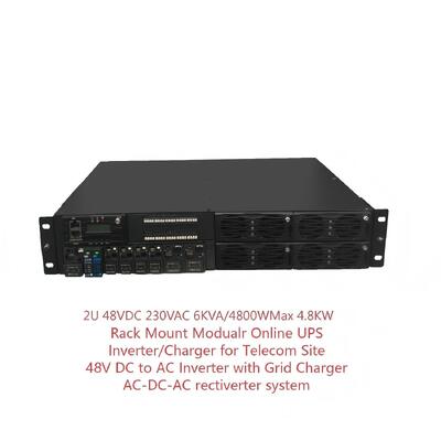 19 Zoll 2U 48VDC 230VAC 6KVA / 600W Rack Mount Modular Online UPS Telekommunikationsgerät Richter Wechselrichter-Ladegerät 2 in 1 für Telekommunikationsstandorte.