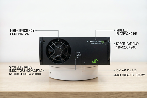 Eltek Flatpack2 110 VDC 125 VDC 3000 W hocheffizientes Gleichrichtermodul 1U Höhe P/N: 241119.805