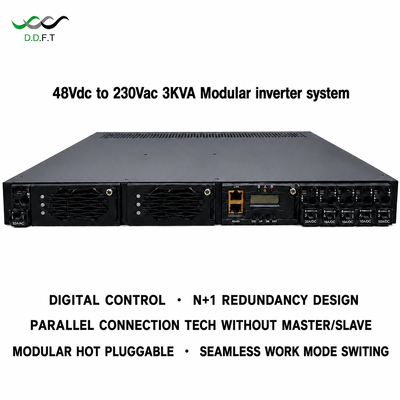 48 VDC bis 220 VAC modulares Wechselrichtersystem N+1 Parallelredundanz 0 ms nahtlose Übertragung 3 kVA Rack-Montage-Telekommunikationsstrom