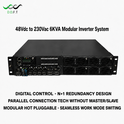 48 VDC bis 220 VAC modulares Wechselrichtersystem N+1 Parallelredundanz 0 ms nahtlose Übertragung 3 kVA Rack-Montage-Telekommunikationsstrom
