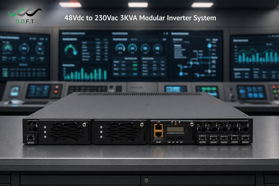 48 VDC bis 220 VAC modulares Wechselrichtersystem N+1 Parallelredundanz 0 ms nahtlose Übertragung 3 kVA Rack-Montage-Telekommunikationsstrom