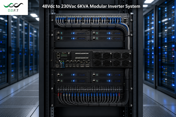 Hochzuverlässiges modulares 6-KVA-Wechselrichtersystem – 48 VDC bis 220 VAC reine Sinuswelle für die Telekommunikation