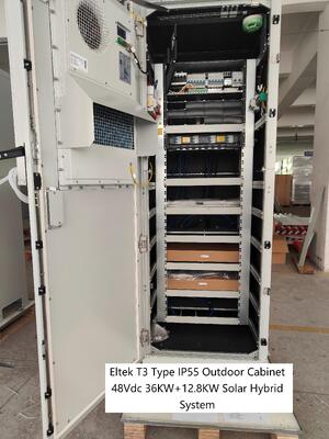 Eltek T3 Außenschrank 48 VDC 36 kW 12,8 kW Solarkapazität mit Flatpack2 48/3000HE Flatpack2 48/3200HE