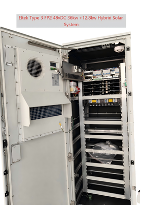 Solar-Hybrid-Außenschaltschrank 48 V DC, 36 kW + 12,8 kW für netzunabhängige Anwendungen