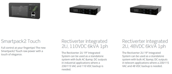 Eltek Rectiverter 2U 6kVA Eltek Flatpack-Stromversorgungssystem mit Smartpack2 Touch Controller CIOR0402.1XXX